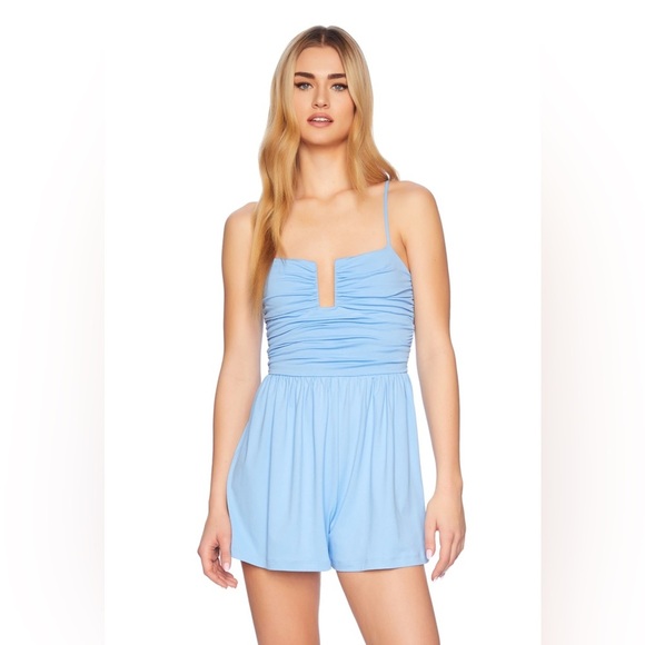 Susana Monaco NWT Rectangle Wire String Romper in Miku Light Blue (A09) - Picture 1 of 8
